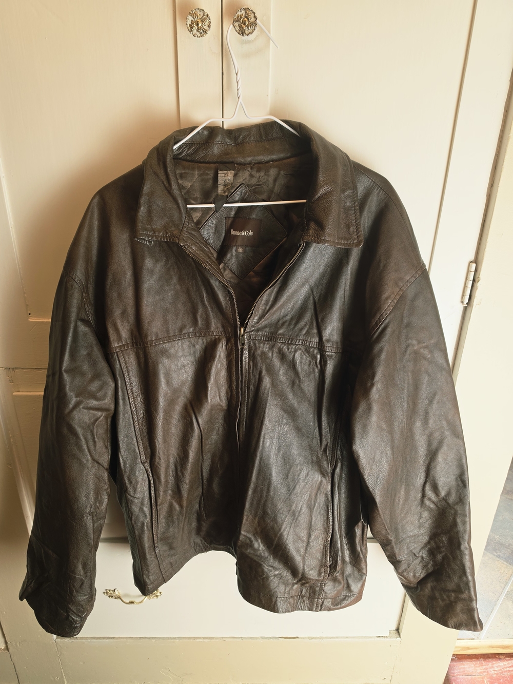 Men's Brown Leather Jacket - Classic Zip Front